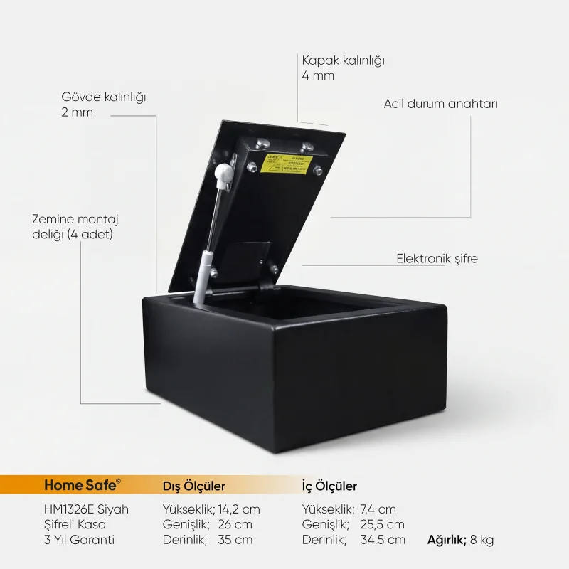Home Safe HM1326E Siyah Üstten Kapaklı Kasa - 2