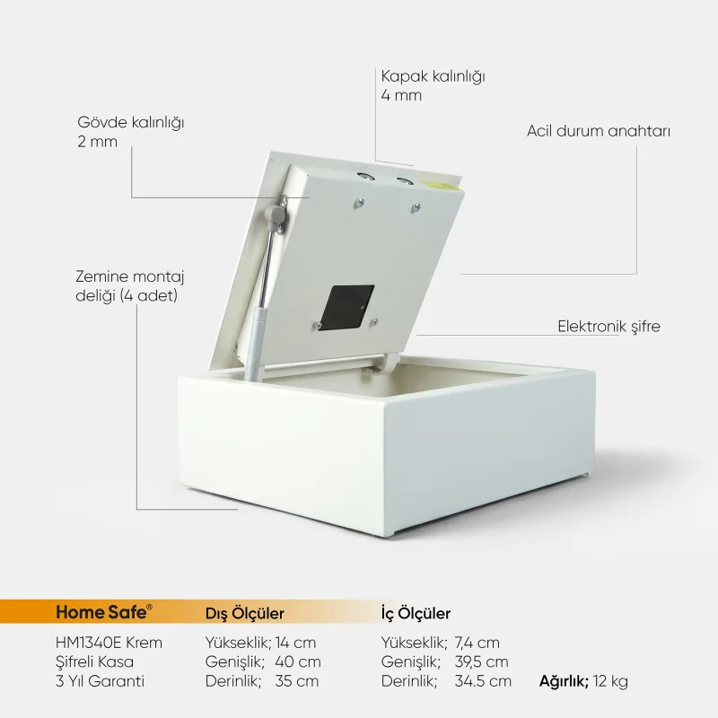 Home Safe HM1340E Krem Üstten Kapaklı Kasa - 2