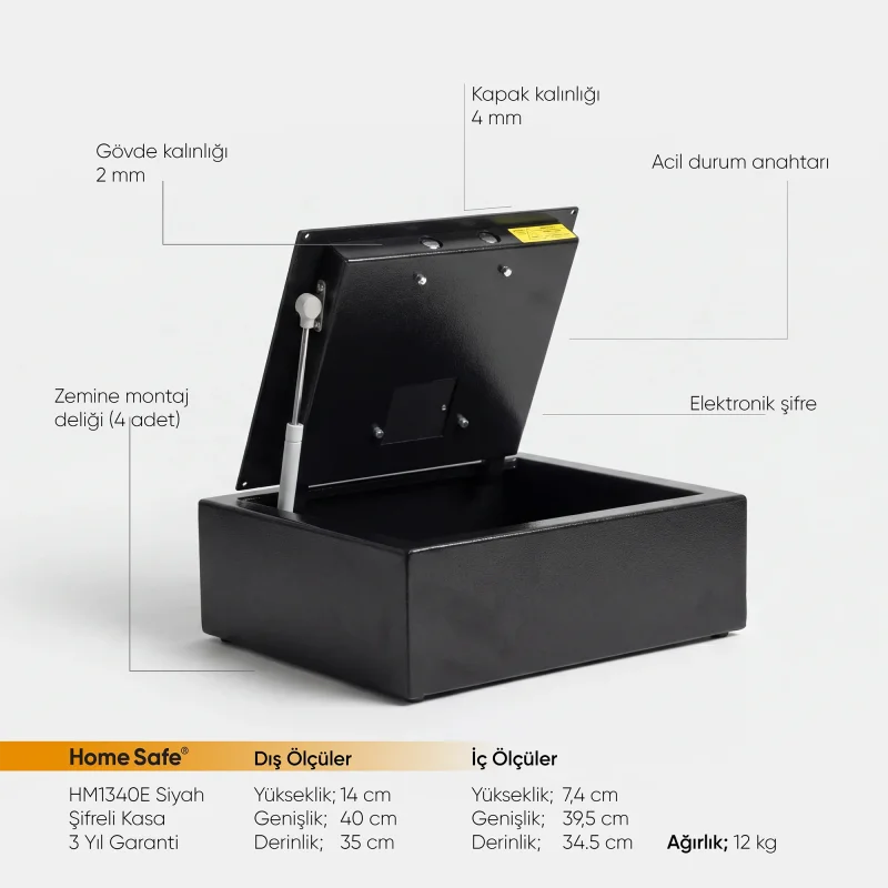 Home Safe HM1340E Siyah Üstten Kapaklı Kasa - 2