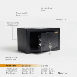 Home Safe HM200A Siyah Anahtarlı Kasa - 2