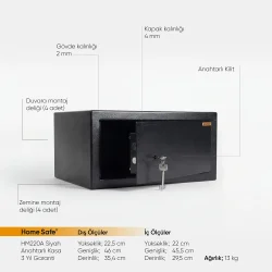 Home Safe HM220A Siyah Anahtarlı Kasa - 2