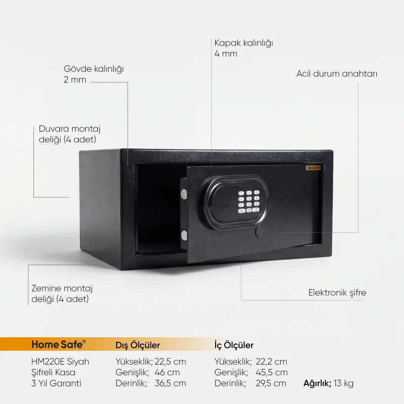 Home Safe HM220E Siyah Şifreli Kasa - 2