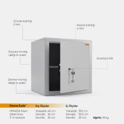 Home Safe HM400A Krem Anahtarlı Kasa - 2